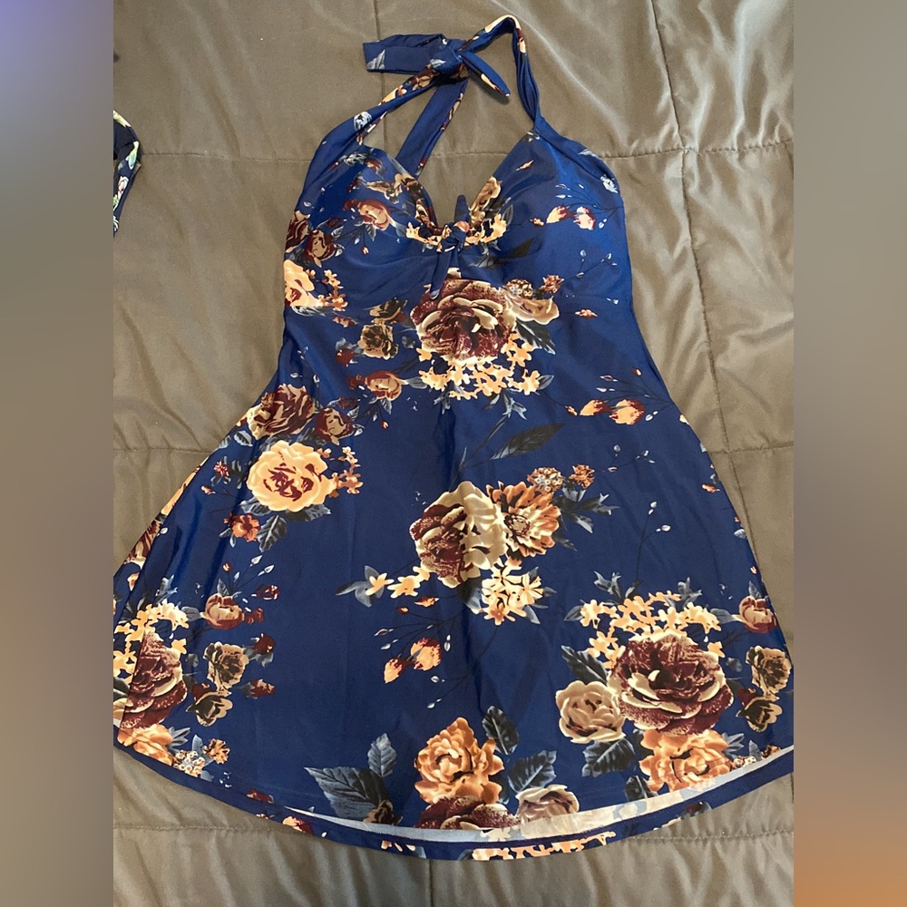 Floral swim dress one piece swimsuit XL